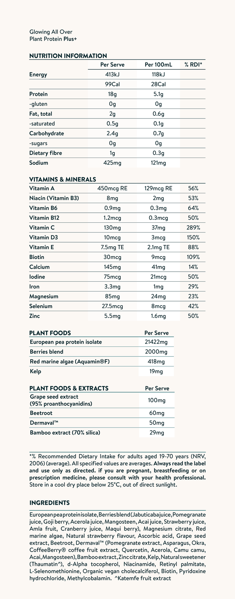 Nutrition facts image