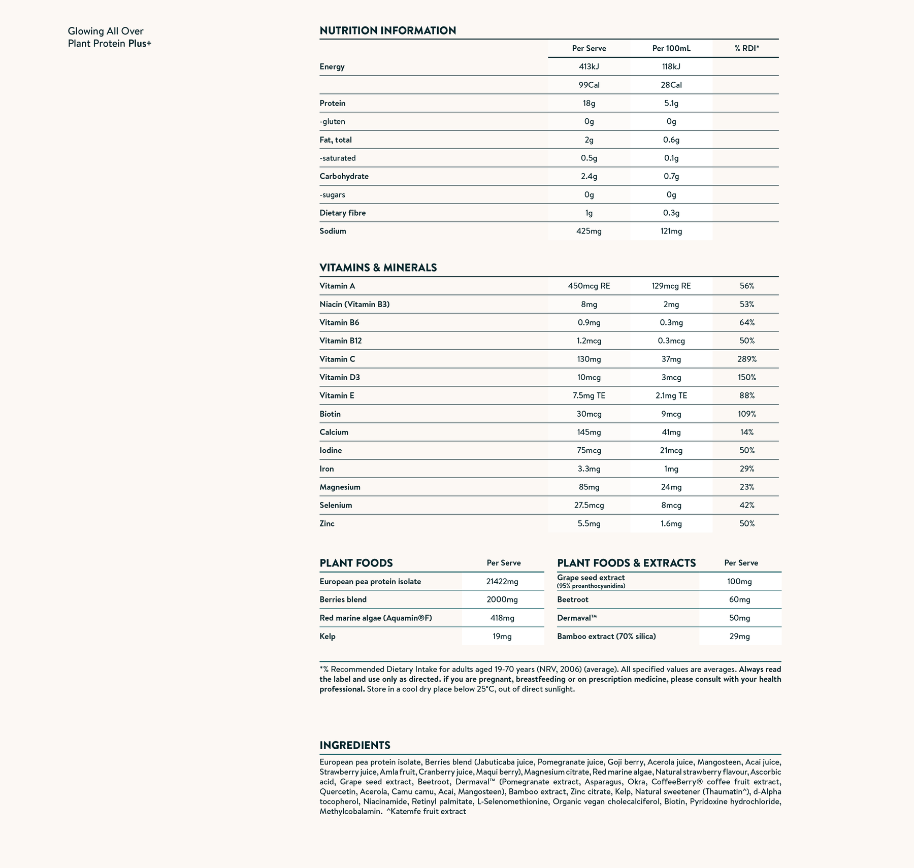 Nutrition facts image