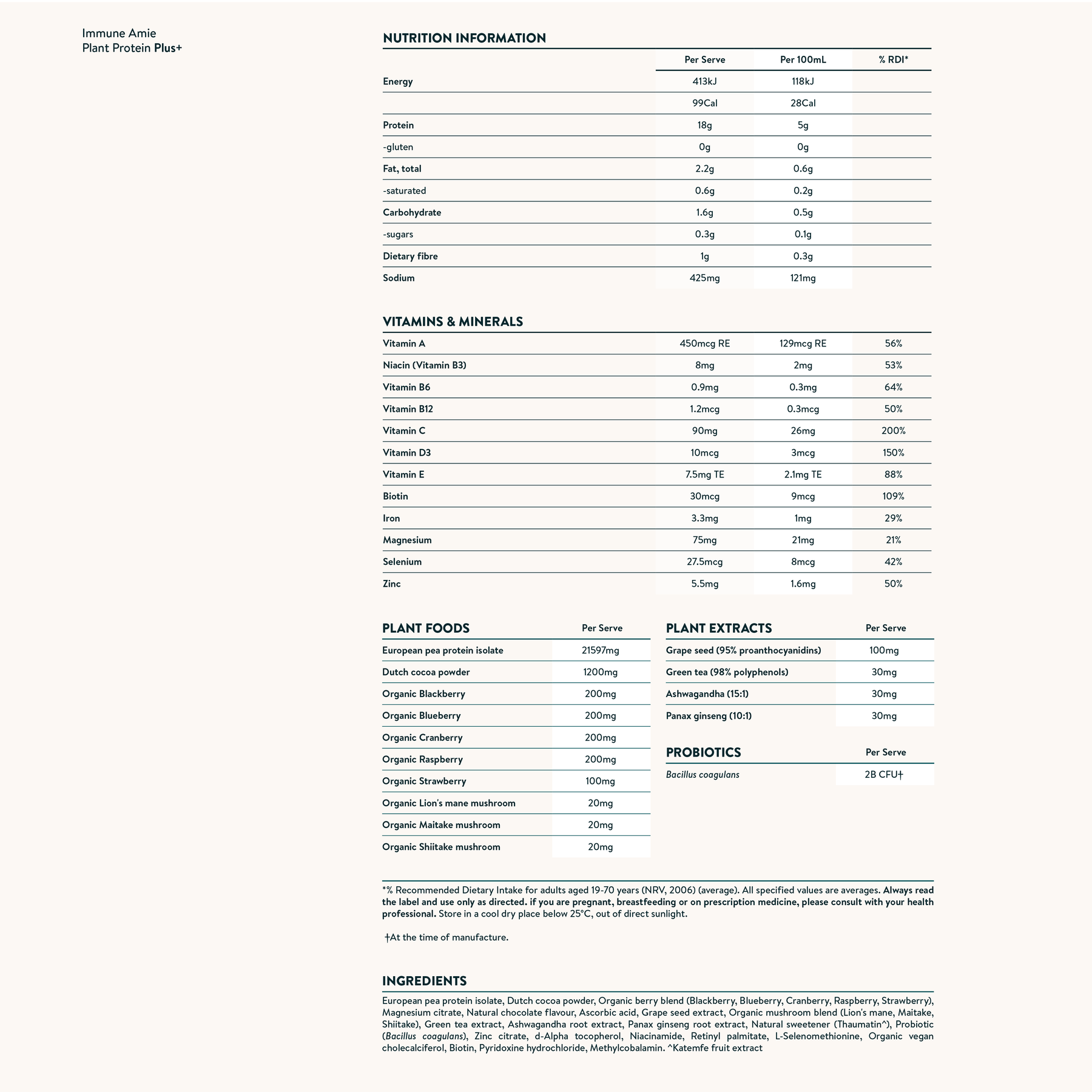 Nutrition facts image